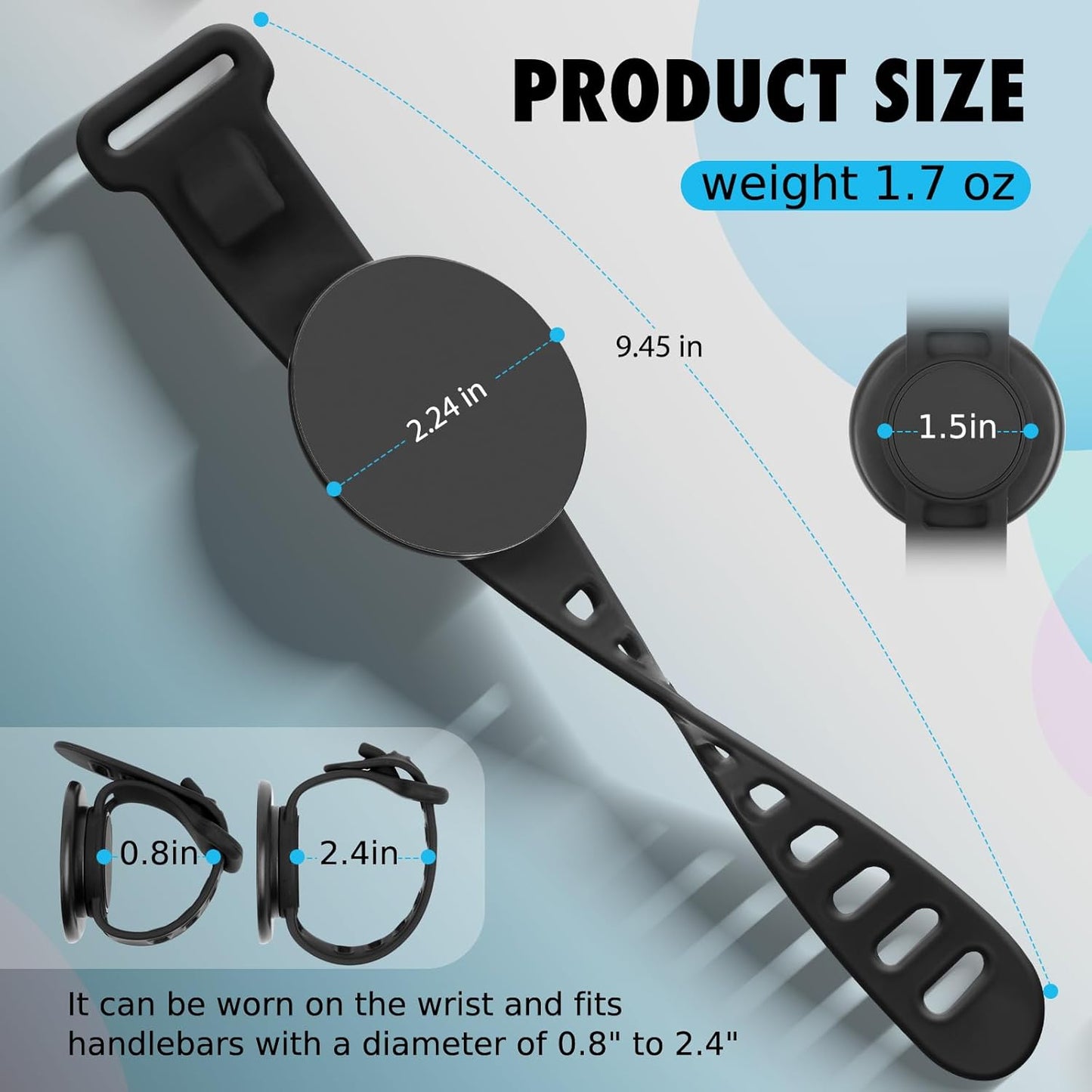 Stroller Phone Holder for Magsafe iPhone 17 16 15 14 13 12 Series Steering Wheel Phone Mount for GYM, Stroller, Wrist, Shopping & Golf Carts, Bikes, Magnetic Mount Adapter Accessories for All Phones