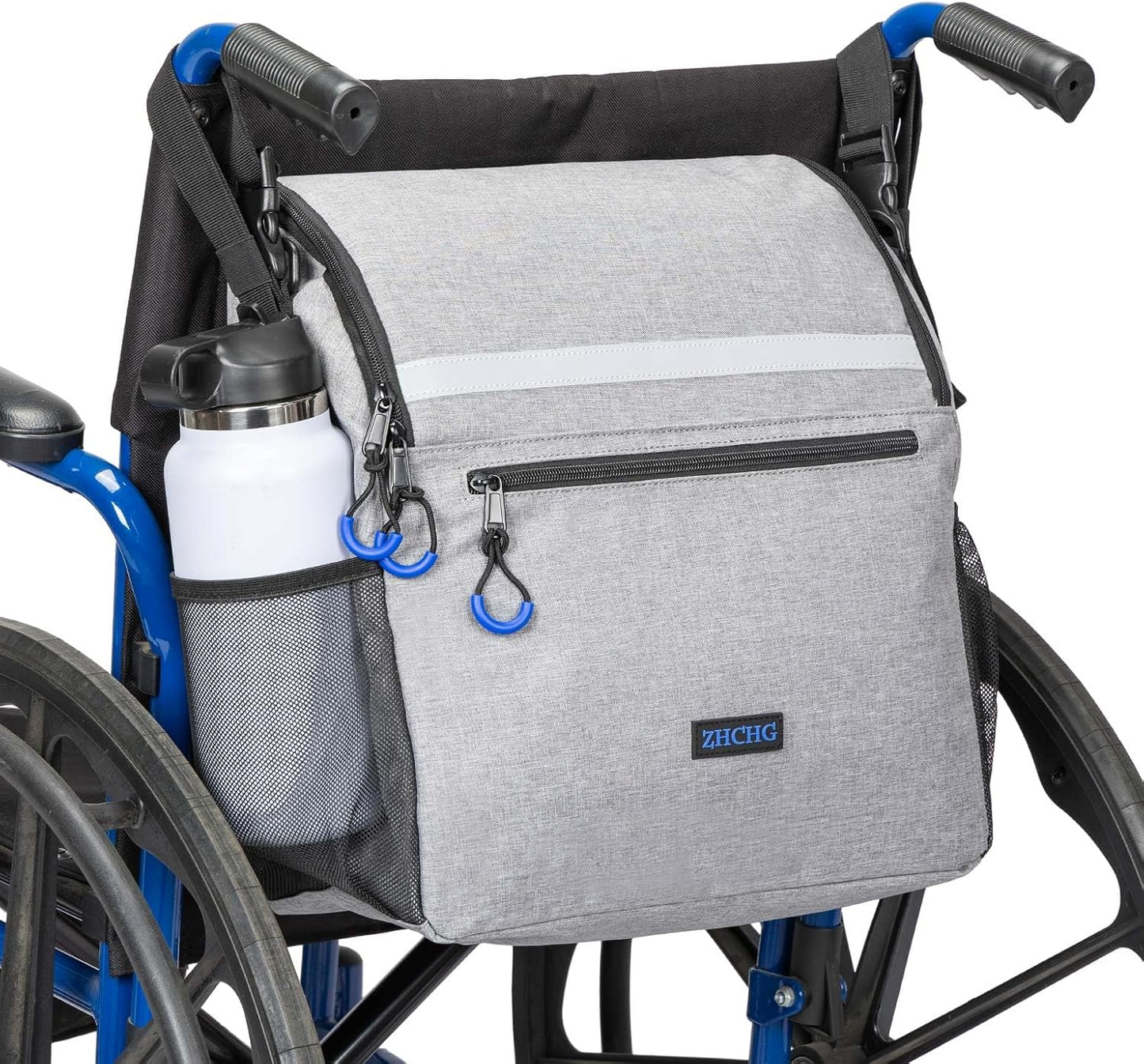 DEEPTITA Wheelchair Bags, Wheelchair Backpack with Cup Holder, Wheelchair Bags to Hang on Back, Electric Wheelchair Accessories, Large Storage Bag for Walker Rollator