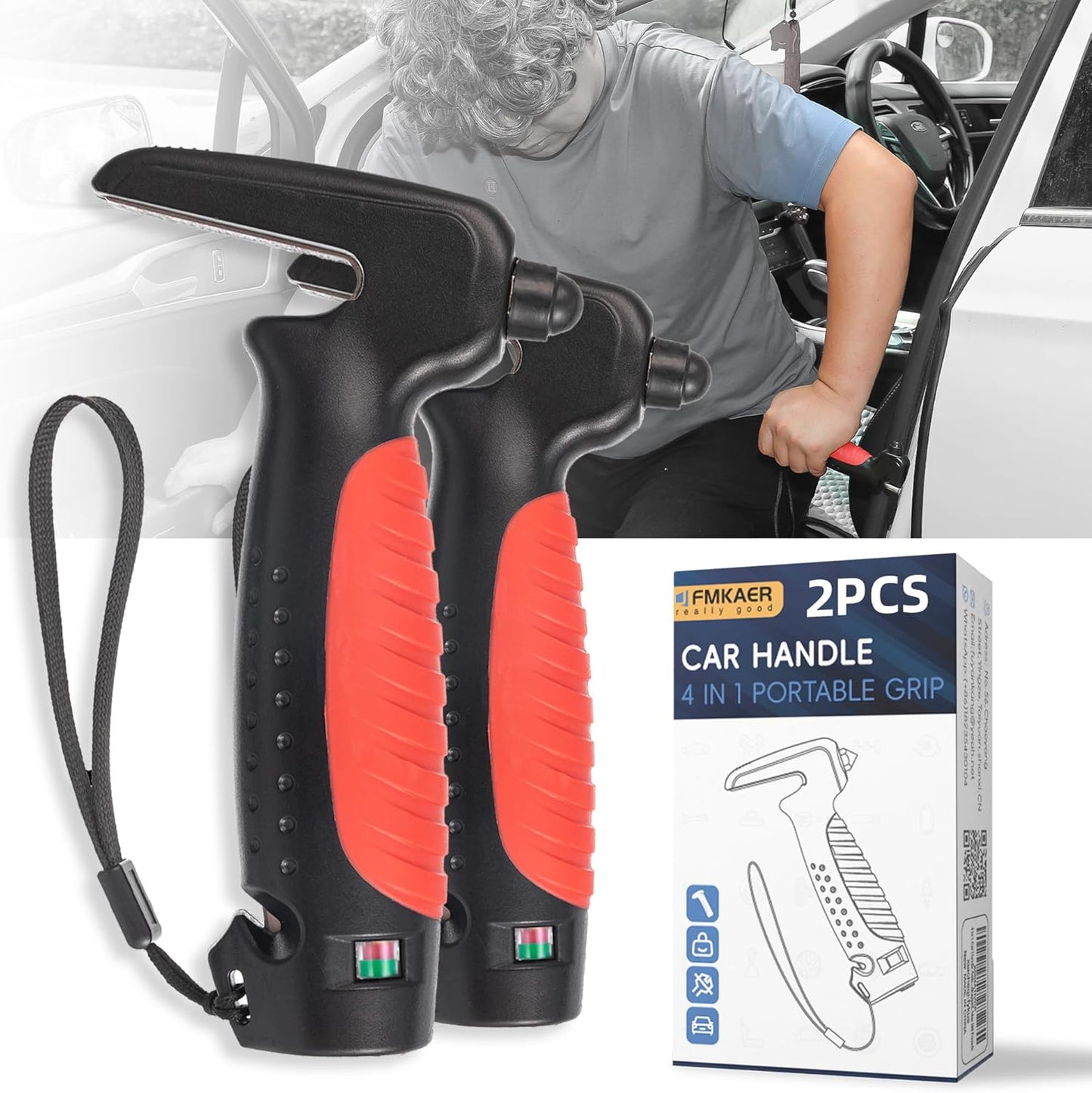 4 in 1 Car Handle Assist for Elderly Car Door Handle - Multifunction Car Transfer Aid - Help Elderly Get Out of Car, Auto Cane Portable Vehicle Support Handle for Seniors, Handicapped, Max 450 Pounds
