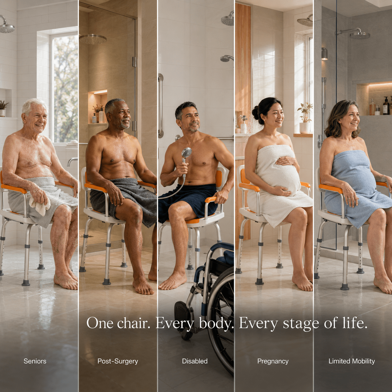 DeepTita Shower Chair with Arms, Bath, 28-33", 240lb for modern home mobility, recovery, and everyday confidence
