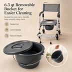 DeepTita 3-in-1 Rolling Bedside Commode Chair