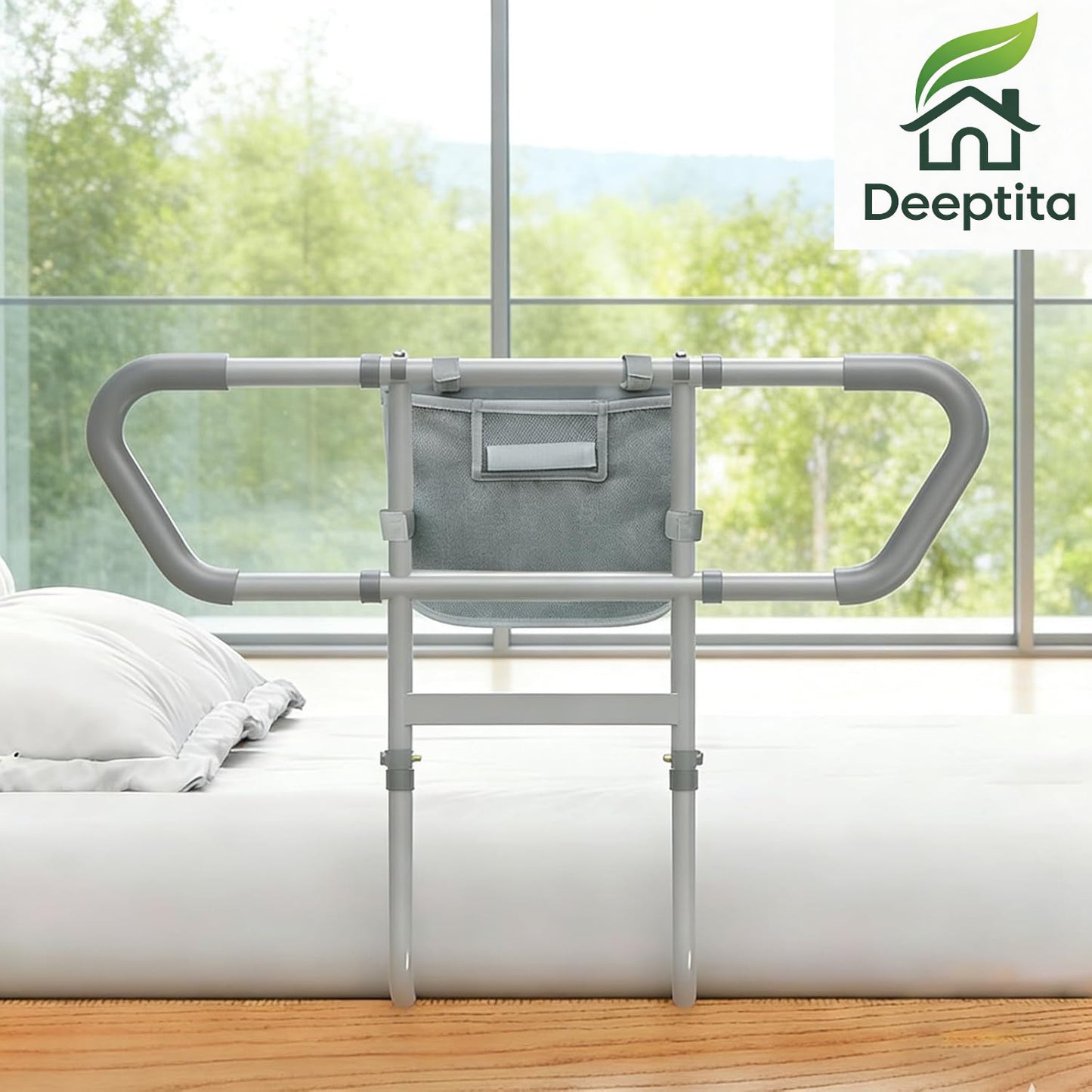 Bed Rails for Elderly Adults Safety, 2026 Upgraded & ASTM Compliant Adjustable Bed Cane with Ergonomic Non-Slip Handle, Storage Pocket, Motion Sensor Night Light,400 LB Support, Tool-Free Assembly