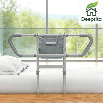 Bed Rails for Elderly Adults Safety, 2026 Upgraded & ASTM Compliant Adjustable Bed Cane with Ergonomic Non-Slip Handle, Storage Pocket, Motion Sensor Night Light,400 LB Support, Tool-Free Assembly