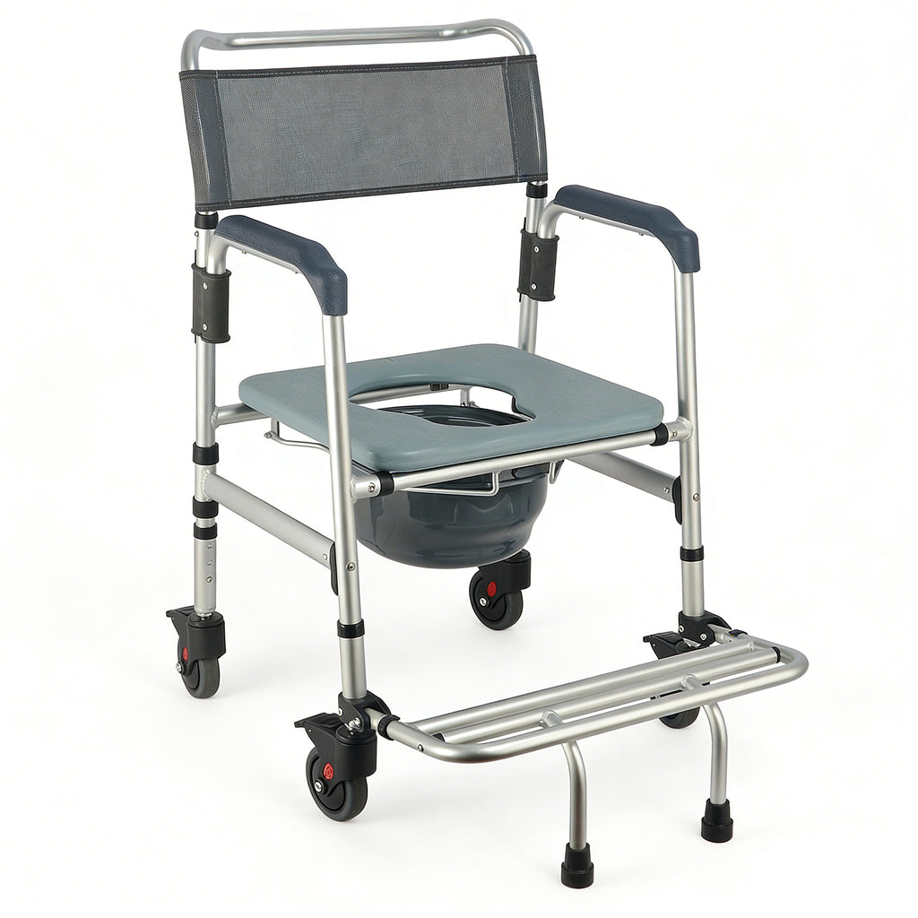DeepTita 3-in-1 Rolling Bedside Commode Chair