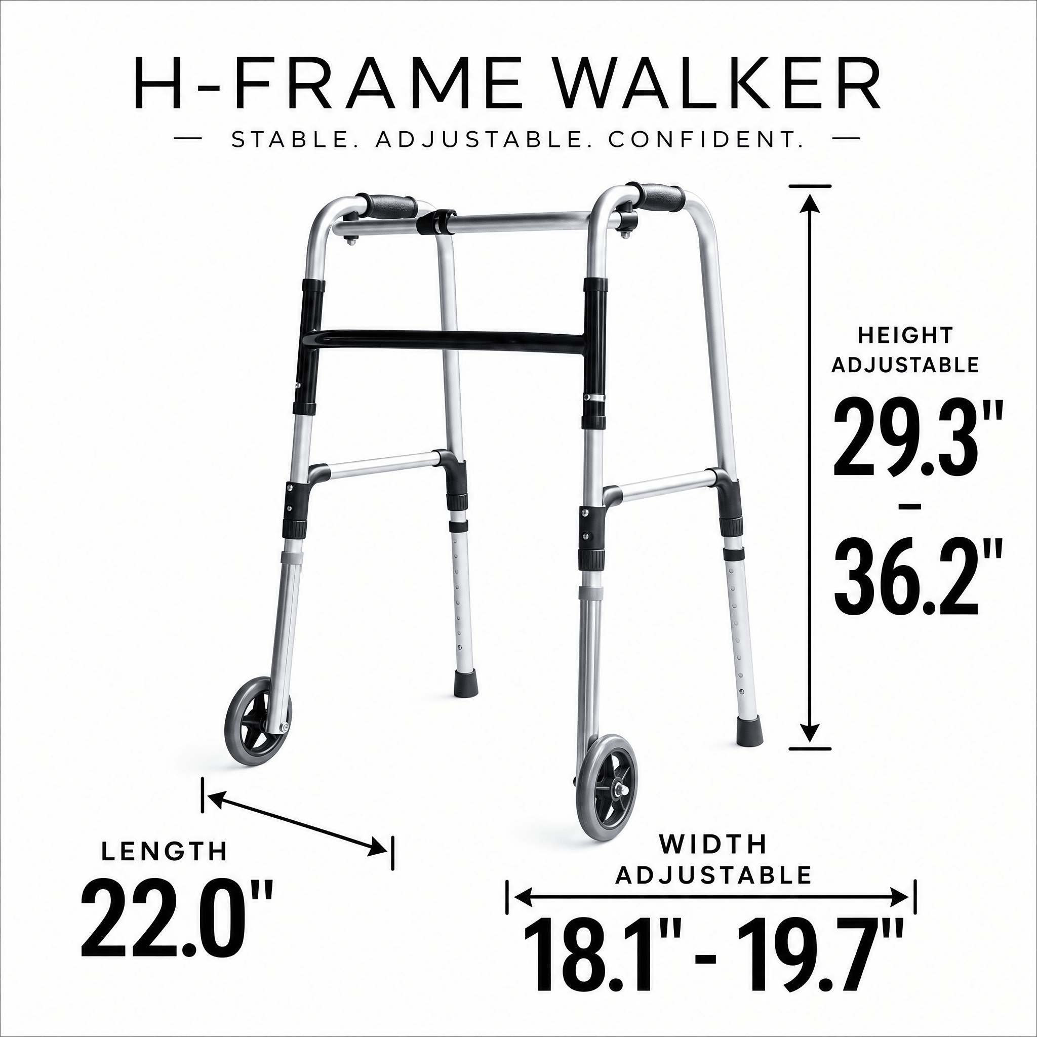 DeepTita Folding Front Wheel Walker, Home Travel, 5" Wheels, 350lb for modern home mobility, recovery, and everyday confidence
