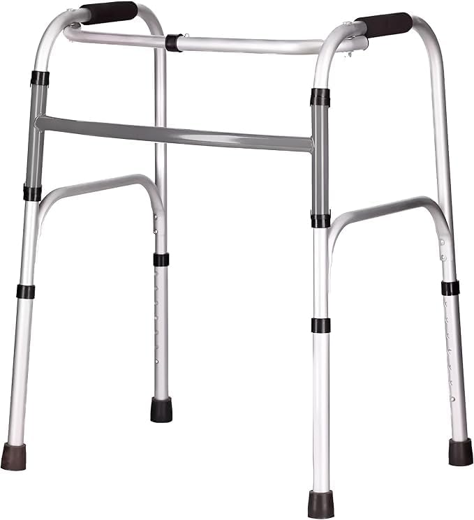 DEEPTITA | Orthopedic Fixed Walker for Adults | Orthopedic Walker for Rehabilitation | Cushioned Grips | Non-Slip | 7 Height Levels | Height Adjustment | Supports 100 kg (Gray)