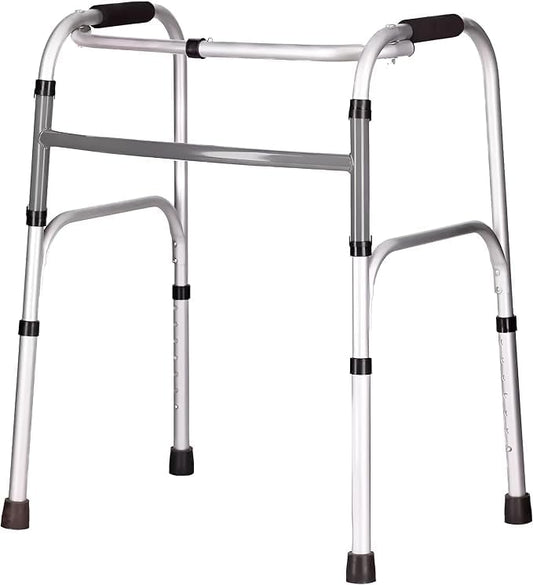 DEEPTITA | Andadera Fija Ortopedica para Adulto | Andadera ortopédica para rehabilitación | Puños Acojinados | Antiderrapante | 7 niveles de altura | Ajuste de Altura | Soporta 100 kg (Gris)