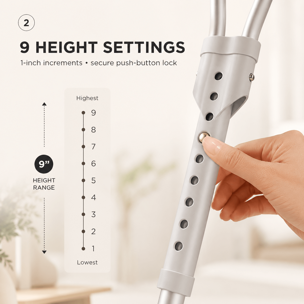 DeepTita Adjustable Underarm Crutches, Home Travel, 300lb, 1.7lb for modern home mobility, recovery, and everyday confidence