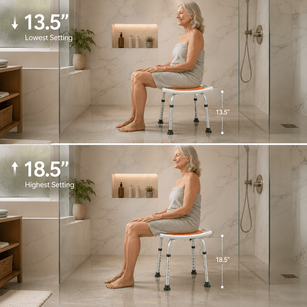 DeepTita Adjustable Shower Stool, Bath, 13.5-18.5", 300lb for modern home mobility, recovery, and everyday confidence