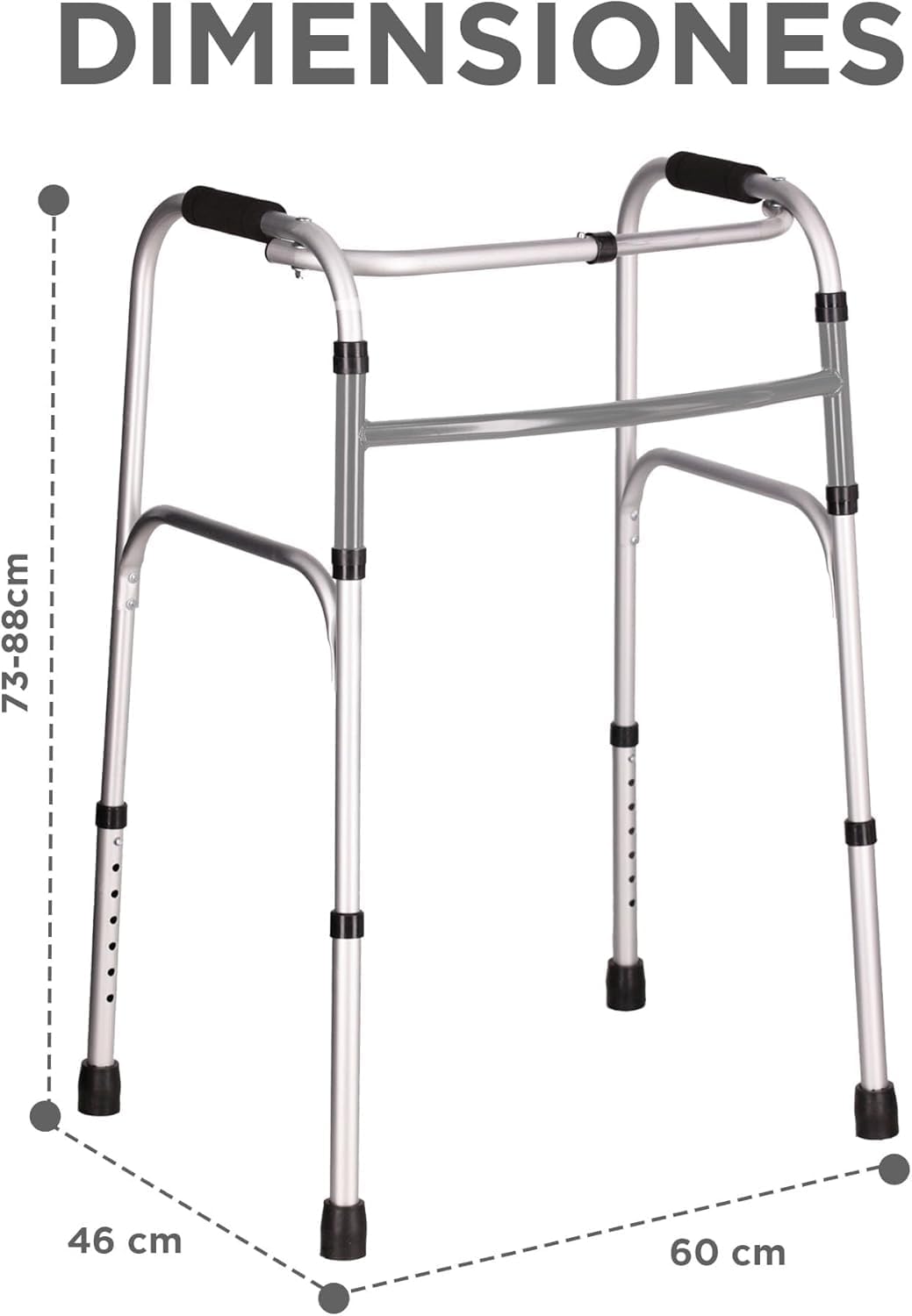DEEPTITA | Orthopedic Fixed Walker for Adults | Orthopedic Walker for Rehabilitation | Cushioned Grips | Non-Slip | 7 Height Levels | Height Adjustment | Supports 100 kg (Gray)