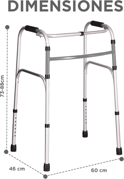DEEPTITA | Orthopedic Fixed Walker for Adults | Orthopedic Walker for Rehabilitation | Cushioned Grips | Non-Slip | 7 Height Levels | Height Adjustment | Supports 100 kg (Gray)