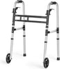 Deeptita Folding Walkers for Seniors, Medical Bariatric Walker Lightweight 5'' Front Wheel Walker Height and Width Adjustable Aluminum Standard Walker for Handicap
