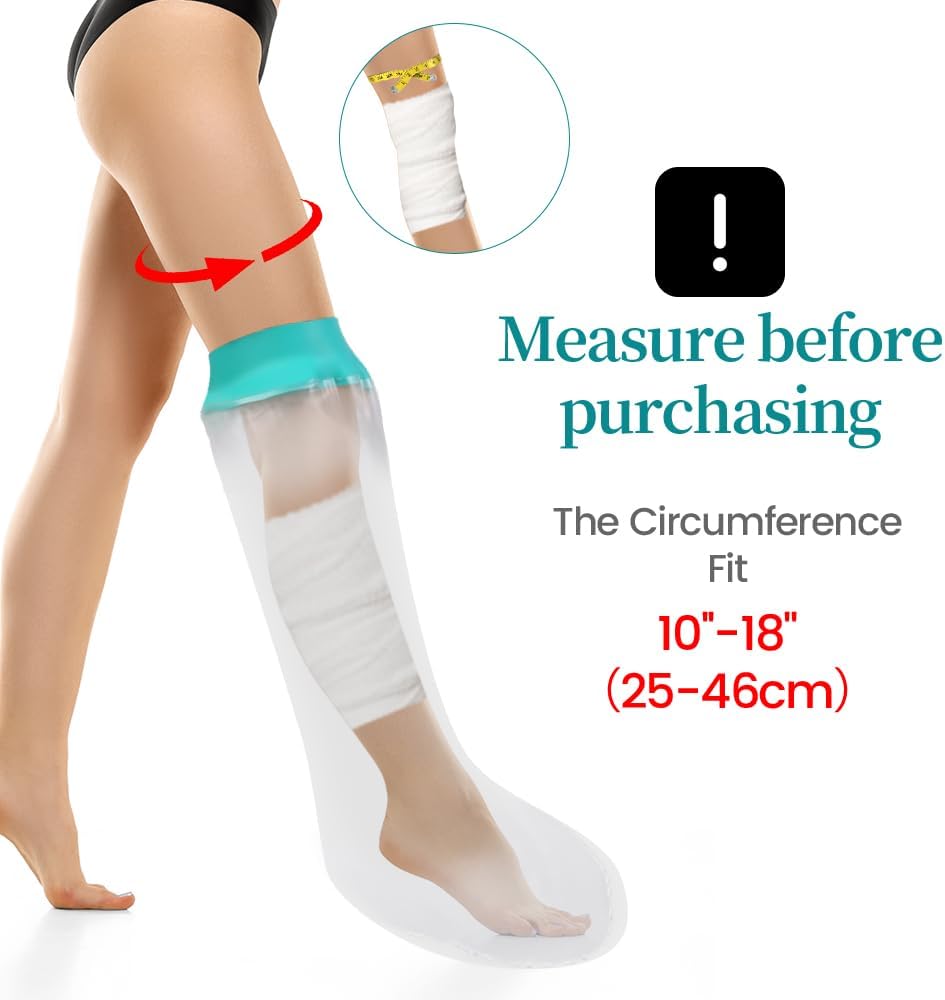CIVJET Cast Covers for Shower Leg, Waterproof Cast Cover for Showering/Swimming, Cast Protector for Shower Leg Adult, Waterproof Shower Boots for Foot After Surgery, Knee, Ankle, Boot (Diameter-7.9")