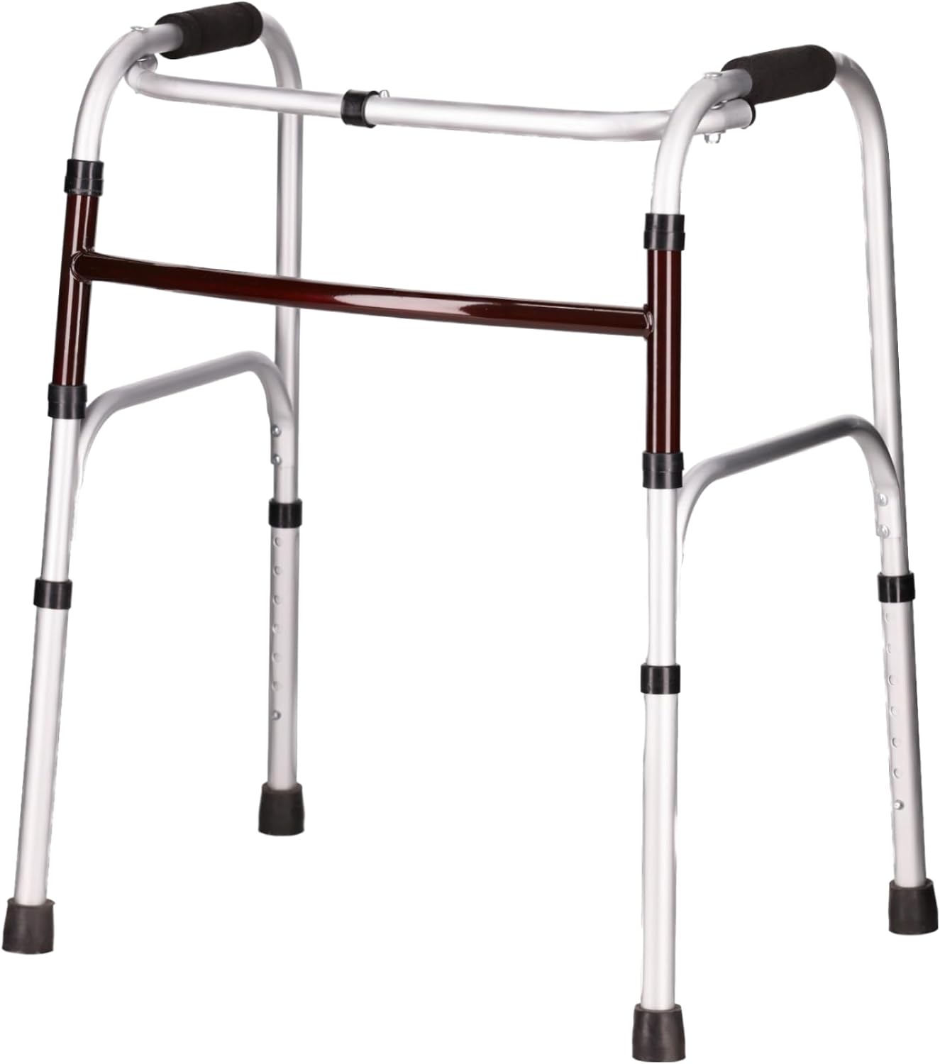 DEEPTITA | Orthopedic Fixed Walker for Adults | Orthopedic Walker for Rehabilitation | Cushioned Grips | Non-Slip | 7 Height Levels | Height Adjustment | Supports 100 kg (Gray)