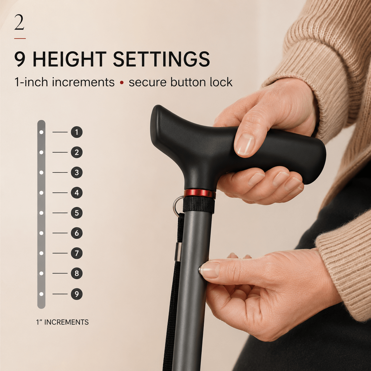 DeepTita Foldable Walking Cane ，Home Travel,33-37" for modern home mobility, recovery, and everyday confidence