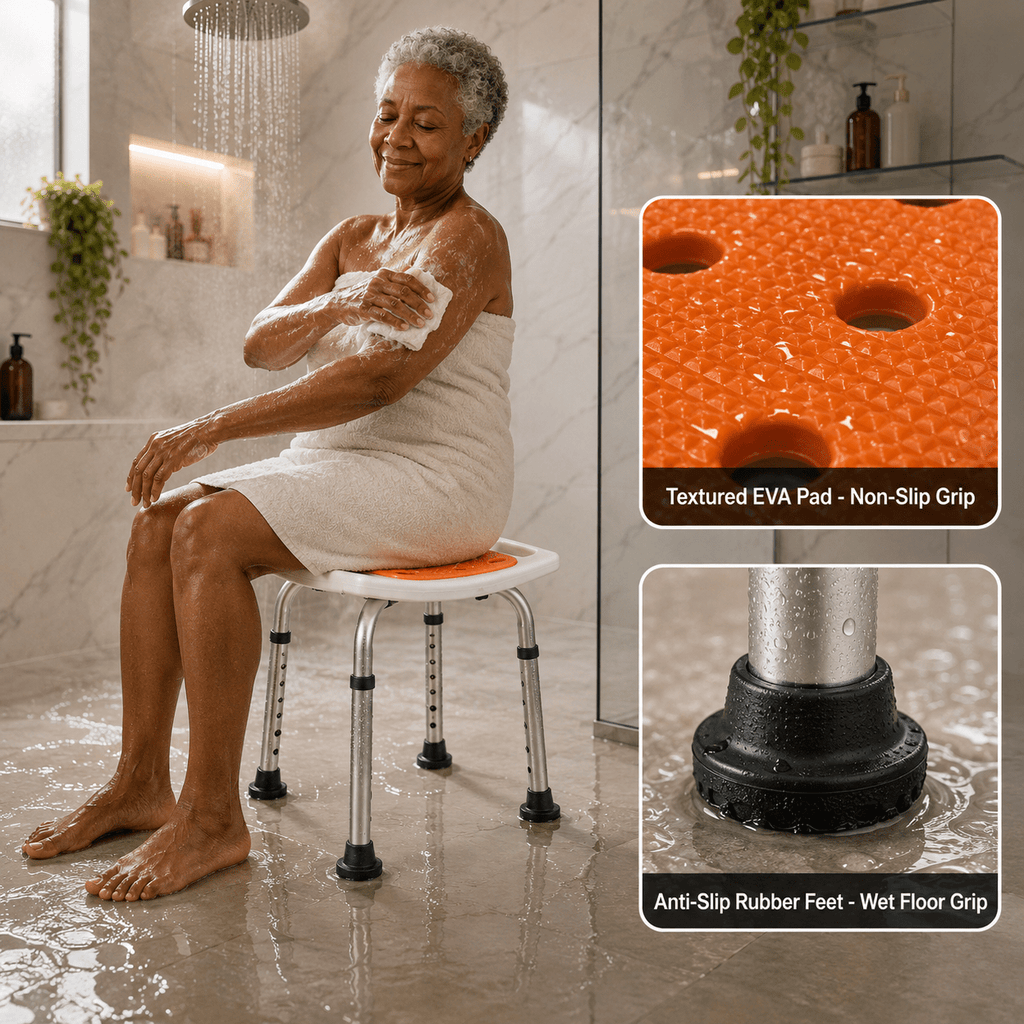DeepTita Adjustable Shower Stool, Bath, 13.5-18.5", 300lb for modern home mobility, recovery, and everyday confidence