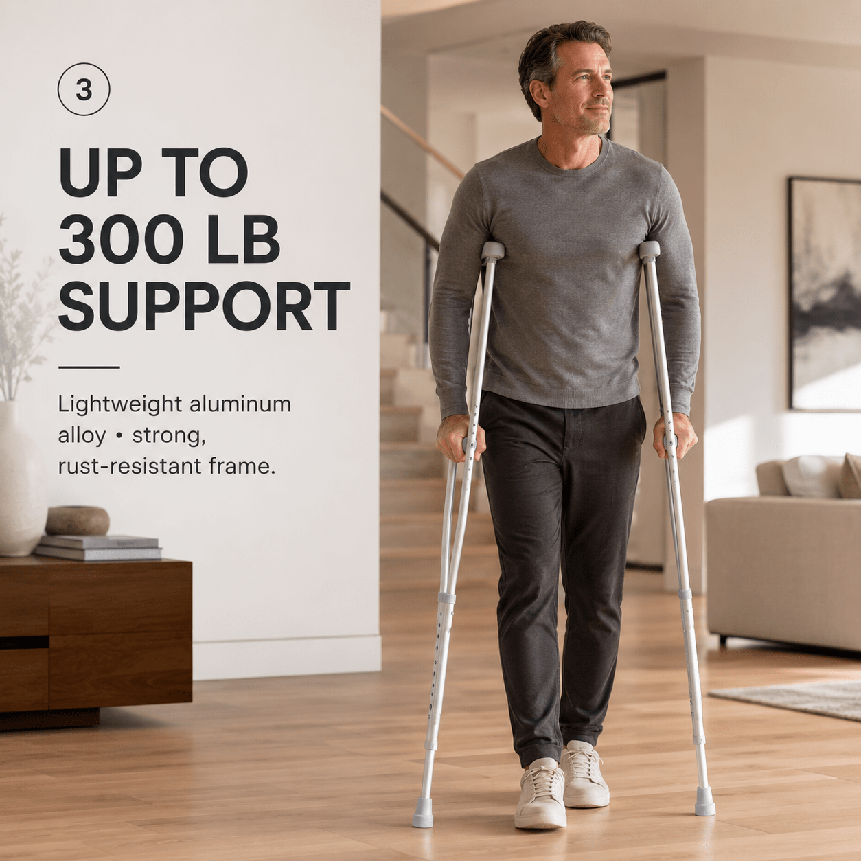 DeepTita Adjustable Underarm Crutches, Home Travel, 300lb, 1.7lb for modern home mobility, recovery, and everyday confidence