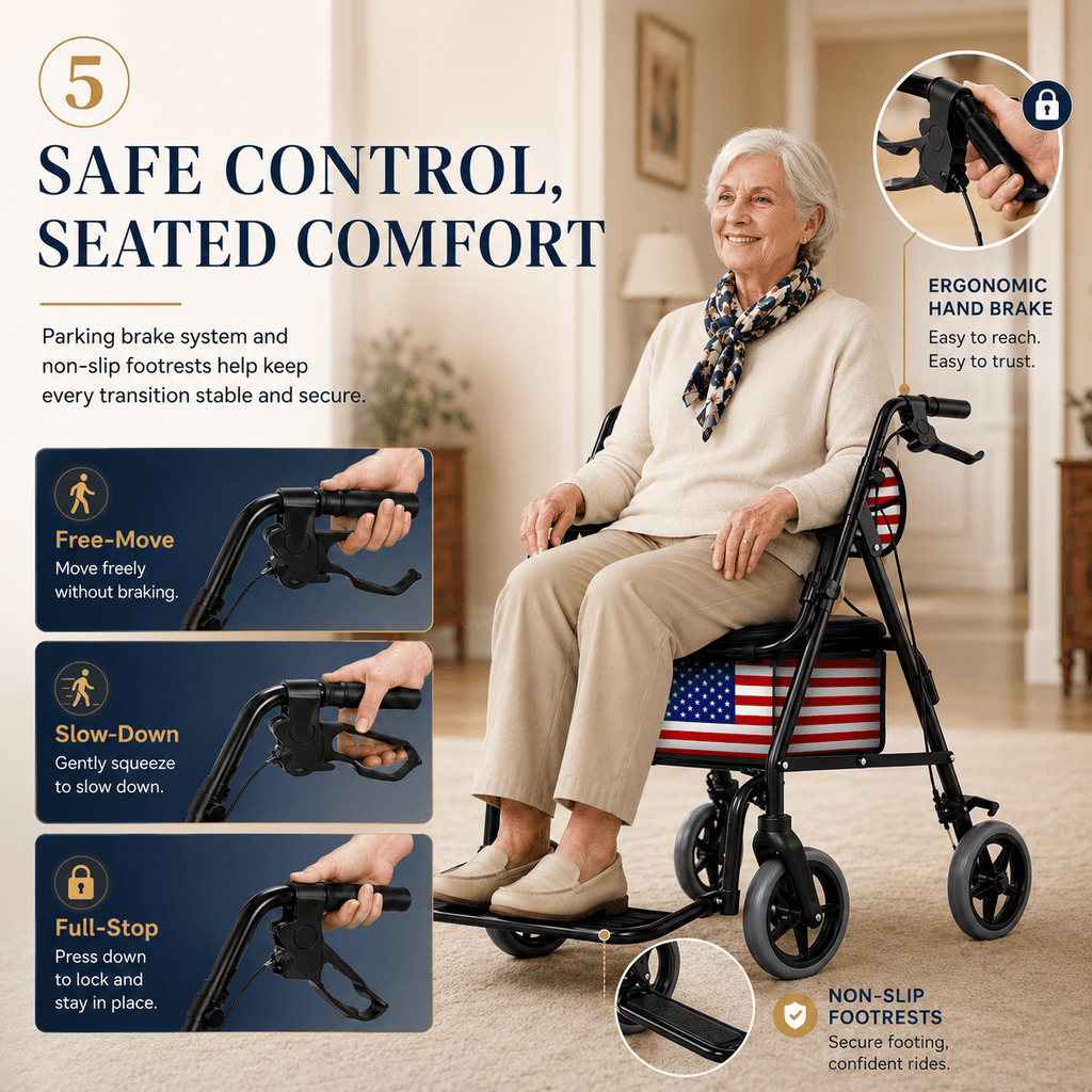 DeepTita 2-in-1 Rollator Walker & Transport Chair for Seniors for modern home mobility, recovery, and everyday confidence