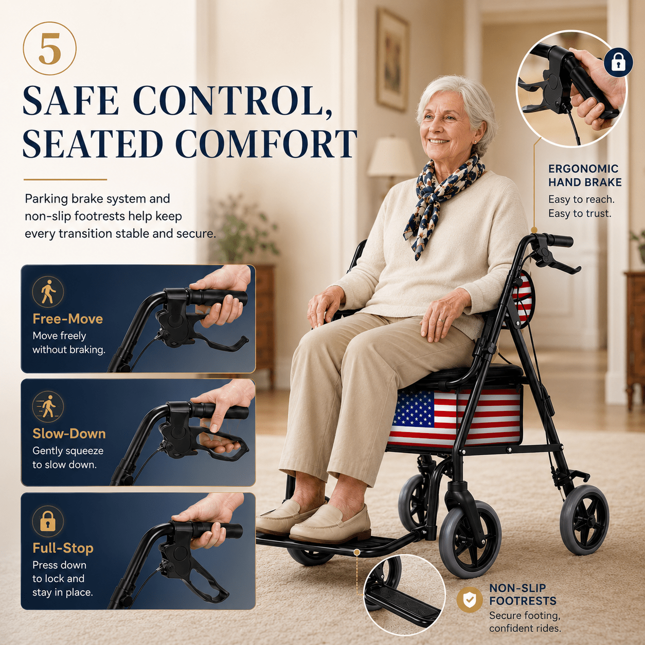 DeepTita 2-in-1 Rollator Walker & Transport Chair for Seniors for modern home mobility, recovery, and everyday confidence