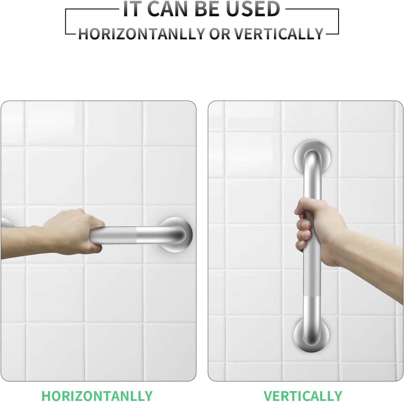 2 Pack 16 Inch Grab Bars for Bathtubs and Showers, Anti-Slip Shower Grab Bars Stainless Steel Shower Handle Toilet Handicap Elderly Senior Assist Bathroom Safety Handle