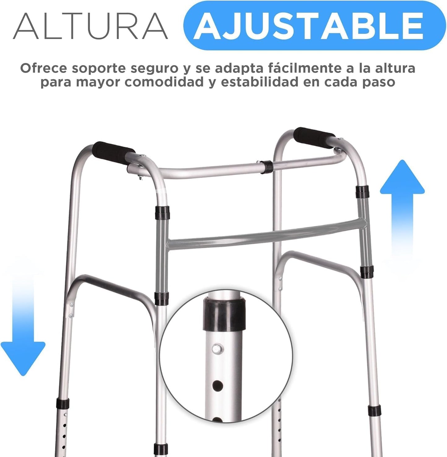 DEEPTITA | Orthopedic Fixed Walker for Adults | Orthopedic Walker for Rehabilitation | Cushioned Grips | Non-Slip | 7 Height Levels | Height Adjustment | Supports 100 kg (Gray)