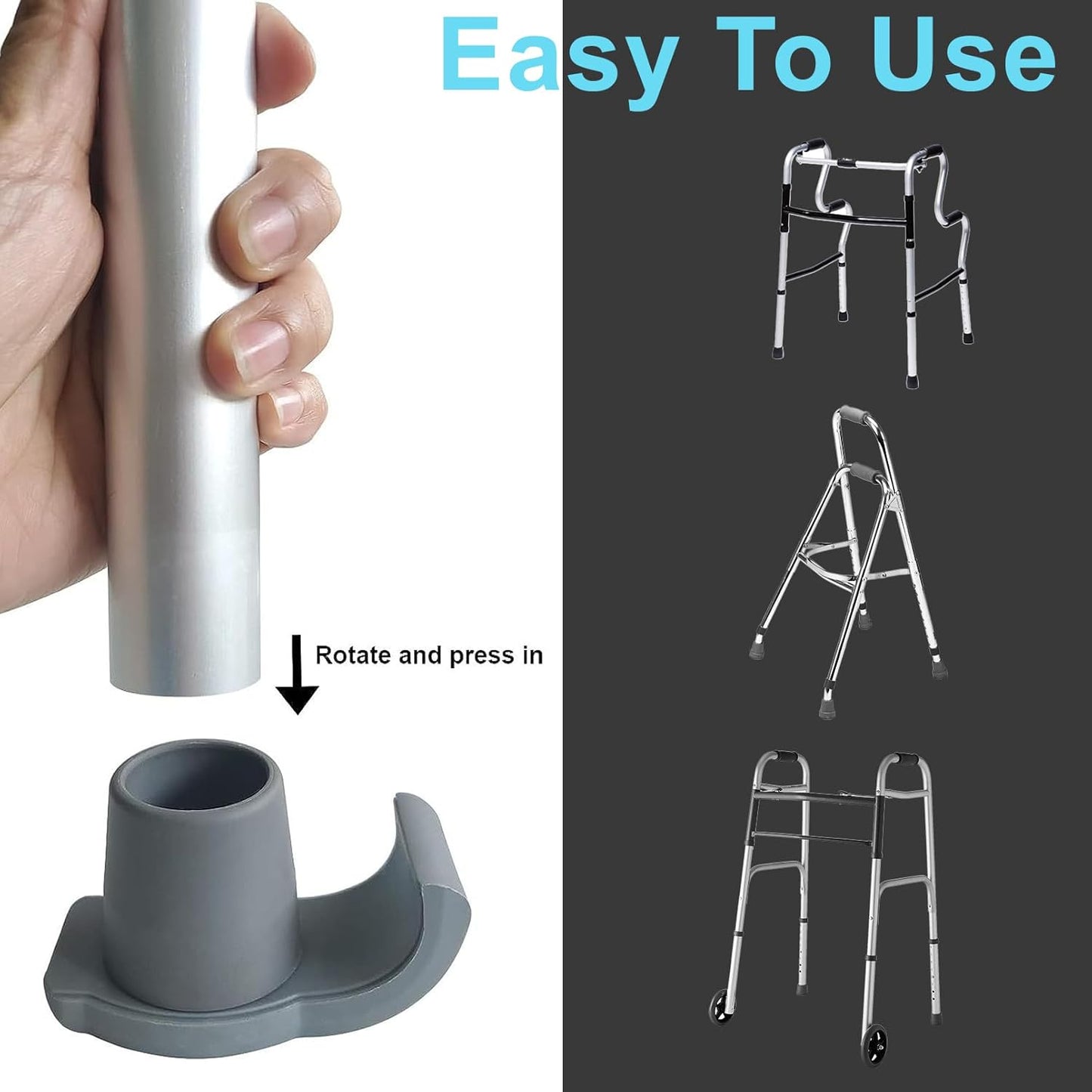 DEEPTITA 4 Pack Walker Skis Glides for Folding Walkers, Essentials Universal Walker Accessories for Seniors, Mobility Aid Accessory for Seniors