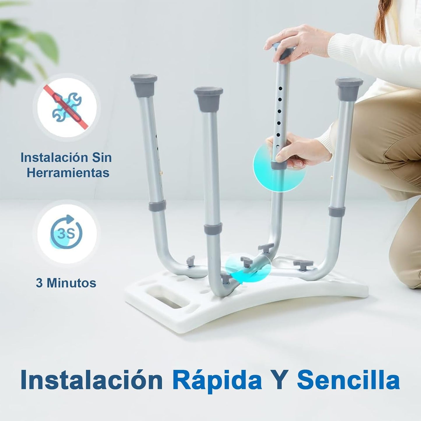 Deeptita - Adjustable Shower Chair for Seniors, Non-Slip Bathtub Shower Bench with Suction Cup Feet and Soft Cushion, Heavy-Duty Aluminum Supports 150 kg, for Seniors and Disabled Individuals