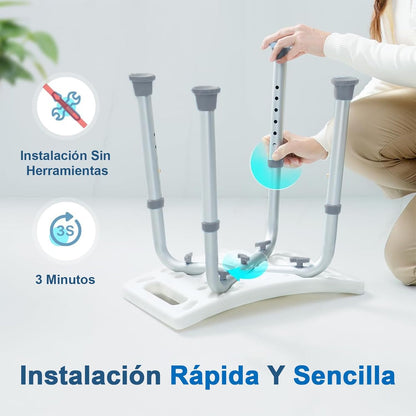 Deeptita - Adjustable Shower Chair for Seniors, Non-Slip Bathtub Shower Bench with Suction Cup Feet and Soft Cushion, Heavy-Duty Aluminum Supports 150 kg, for Seniors and Disabled Individuals