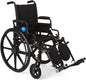 DEEPTITA Ultra-Lightweight Wheelchair with Flip-Back Desk Arms and Elevating Leg Rests for Extra Comfort, Black, 22” x 18" Seat