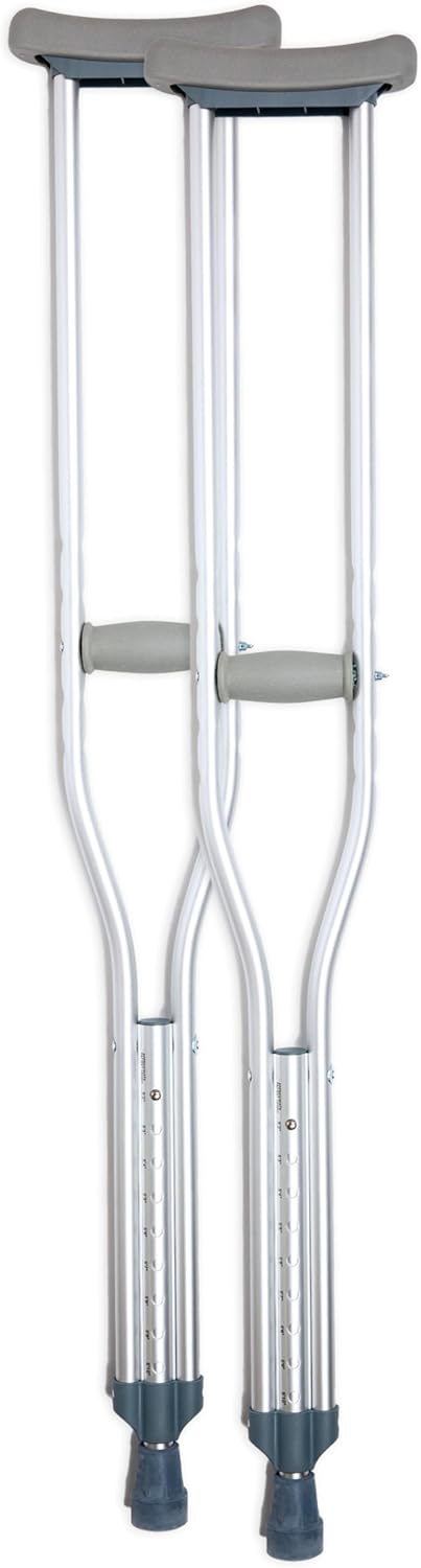 Deeptita Aluminum Crutches for Adults and Children – Pair of Lightweight, Height Adjustable Crutches – Includes Padded Underarm Cushions, Hand Grips, & Rubber Tips – Max. Weight Capacity 300 lb.
