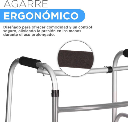DEEPTITA | Orthopedic Fixed Walker for Adults | Orthopedic Walker for Rehabilitation | Cushioned Grips | Non-Slip | 7 Height Levels | Height Adjustment | Supports 100 kg (Gray)