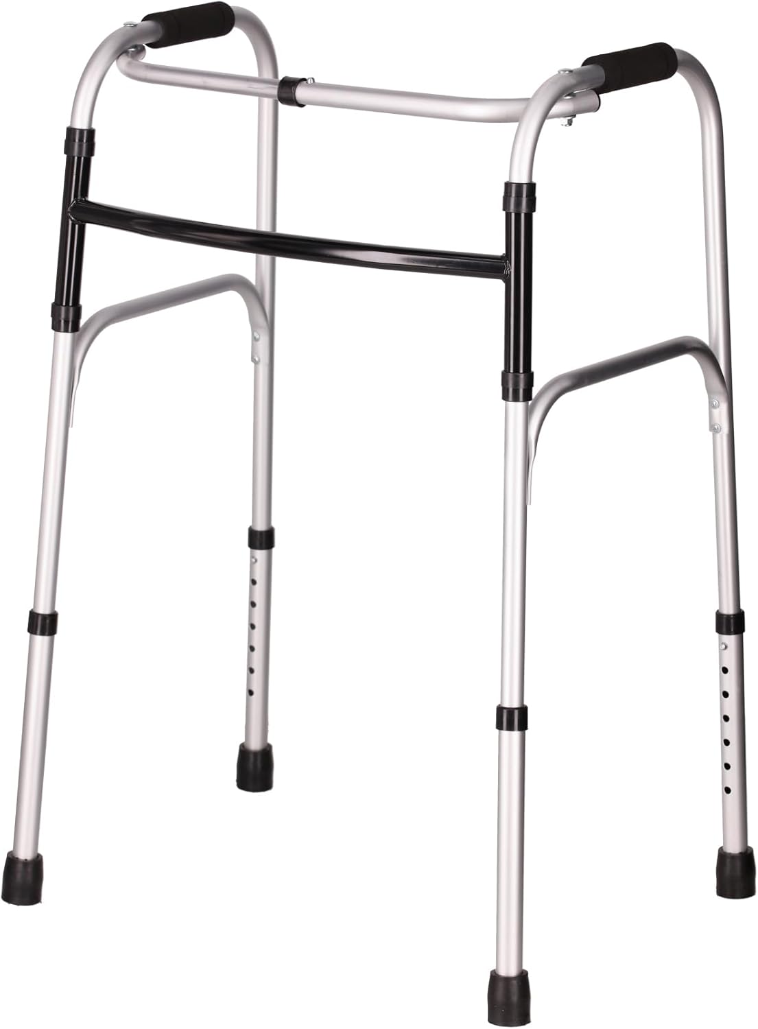 DEEPTITA | Orthopedic Fixed Walker for Adults | Orthopedic Walker for Rehabilitation | Cushioned Grips | Non-Slip | 7 Height Levels | Height Adjustment | Supports 100 kg (Gray)