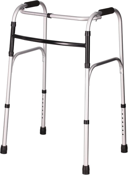DEEPTITA | Orthopedic Fixed Walker for Adults | Orthopedic Walker for Rehabilitation | Cushioned Grips | Non-Slip | 7 Height Levels | Height Adjustment | Supports 100 kg (Gray)