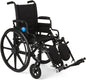 DEEPTITA Ultra-Lightweight Wheelchair with Flip-Back Desk Arms and Elevating Leg Rests for Extra Comfort, Black, 22” x 18" Seat