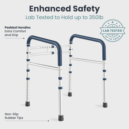 Deeeptita Toilet Safety Rails (350 Lb) - Adjustable Toilet Safety Frame & Rails, Toilet Safety Rail for Elderly Adults, Toilet Handles for Seniors, Toilet Bars for Elderly & Handicap