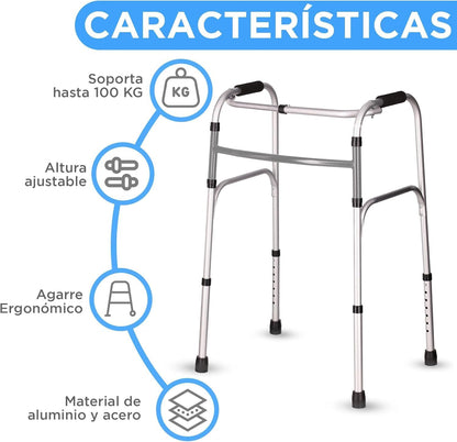 DEEPTITA | Orthopedic Fixed Walker for Adults | Orthopedic Walker for Rehabilitation | Cushioned Grips | Non-Slip | 7 Height Levels | Height Adjustment | Supports 100 kg (Gray)