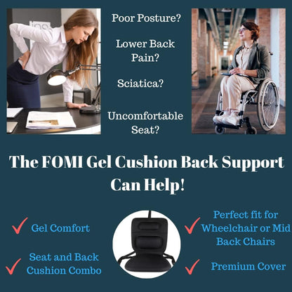 Deeptita Gel Wheelchair and Low Back Chairs Seat and Back Cushion | Orthopedic Seat Pad, Firm Back Support and Lumbar Pillow for Wheelchairs, Car, Truck, Gaming | Pressure Sore, Coccyx Pain Relief