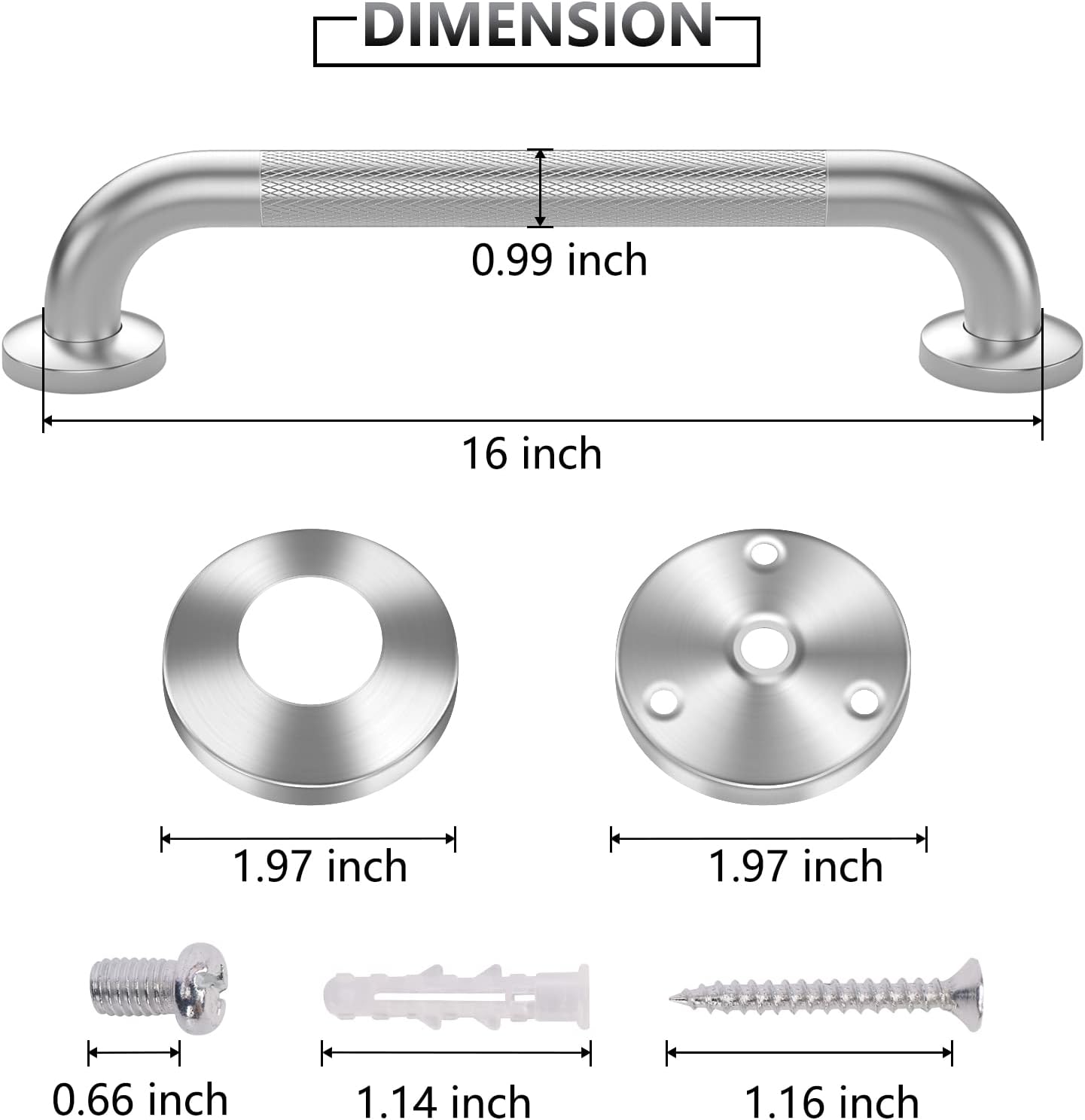 2 Pack 16 Inch Grab Bars for Bathtubs and Showers, Anti-Slip Shower Grab Bars Stainless Steel Shower Handle Toilet Handicap Elderly Senior Assist Bathroom Safety Handle