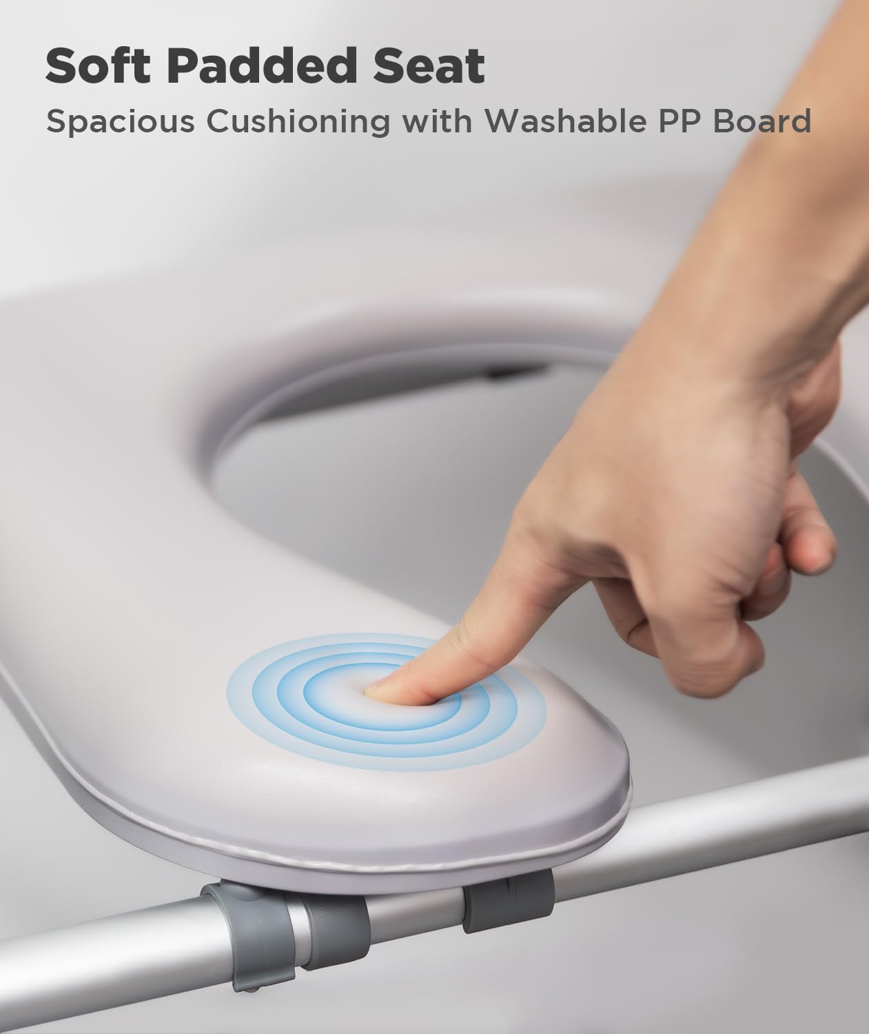 Bedside Commode for Seniors, FSA/HSA Eligible Bedside Toilet with Adjustable Width and Height, 400 LBS Weight Capacity, 16.5 Inch Extra Large Soft Seat Plate