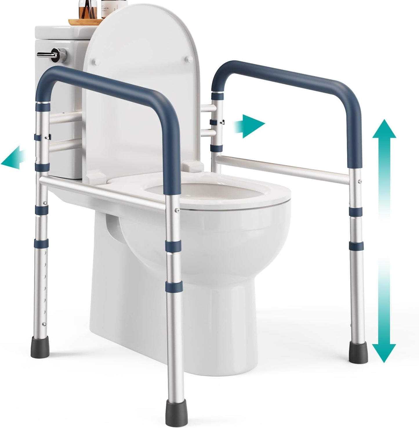 Deeeptita Toilet Safety Rails (350 Lb) - Adjustable Toilet Safety Frame & Rails, Toilet Safety Rail for Elderly Adults, Toilet Handles for Seniors, Toilet Bars for Elderly & Handicap
