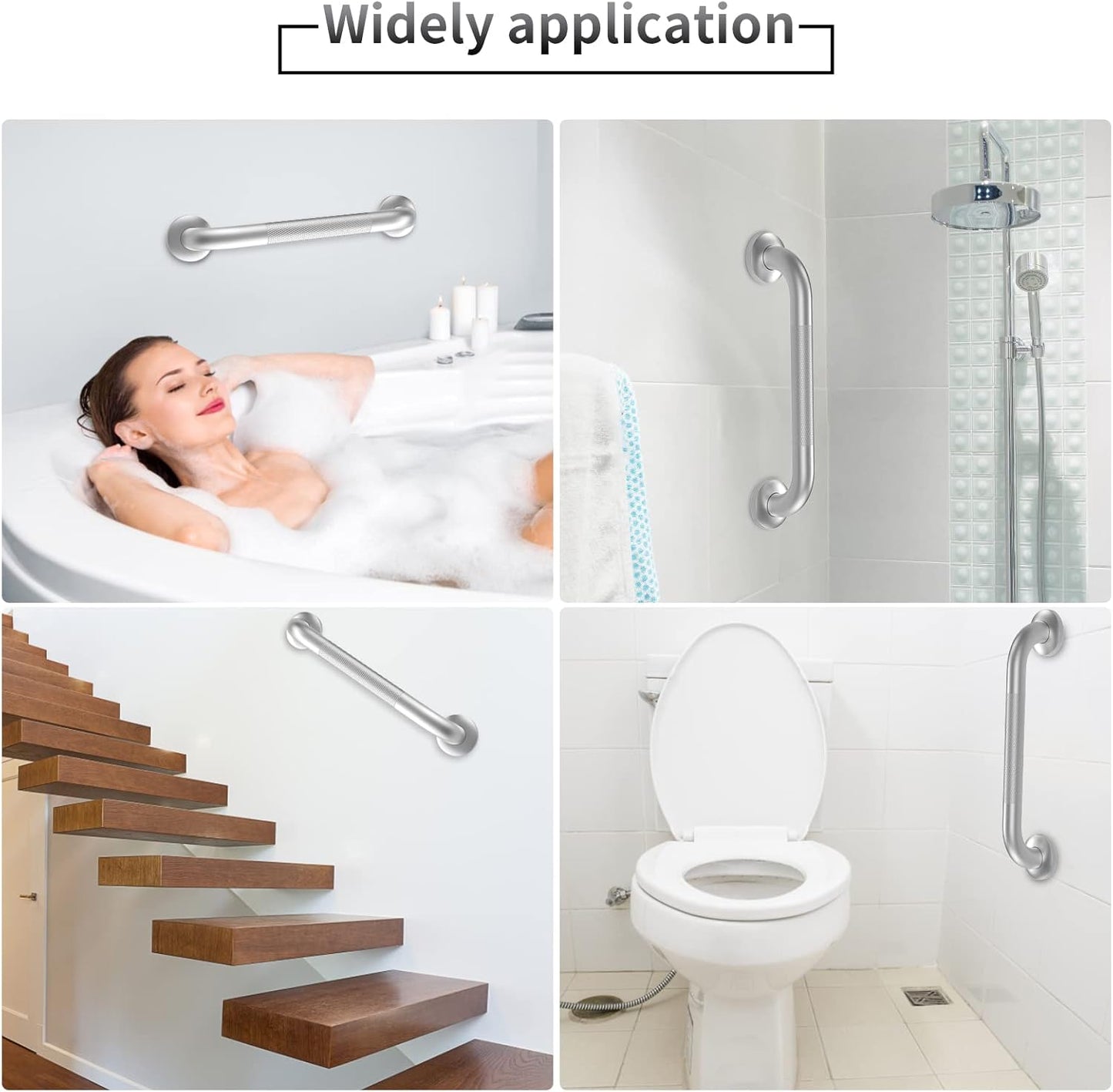 2 Pack 16 Inch Grab Bars for Bathtubs and Showers, Anti-Slip Shower Grab Bars Stainless Steel Shower Handle Toilet Handicap Elderly Senior Assist Bathroom Safety Handle