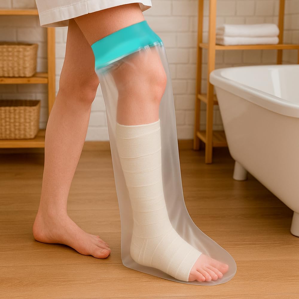 CIVJET Cast Covers for Shower Leg, Waterproof Cast Cover for Showering/Swimming, Cast Protector for Shower Leg Adult, Waterproof Shower Boots for Foot After Surgery, Knee, Ankle, Boot (Diameter-7.9")