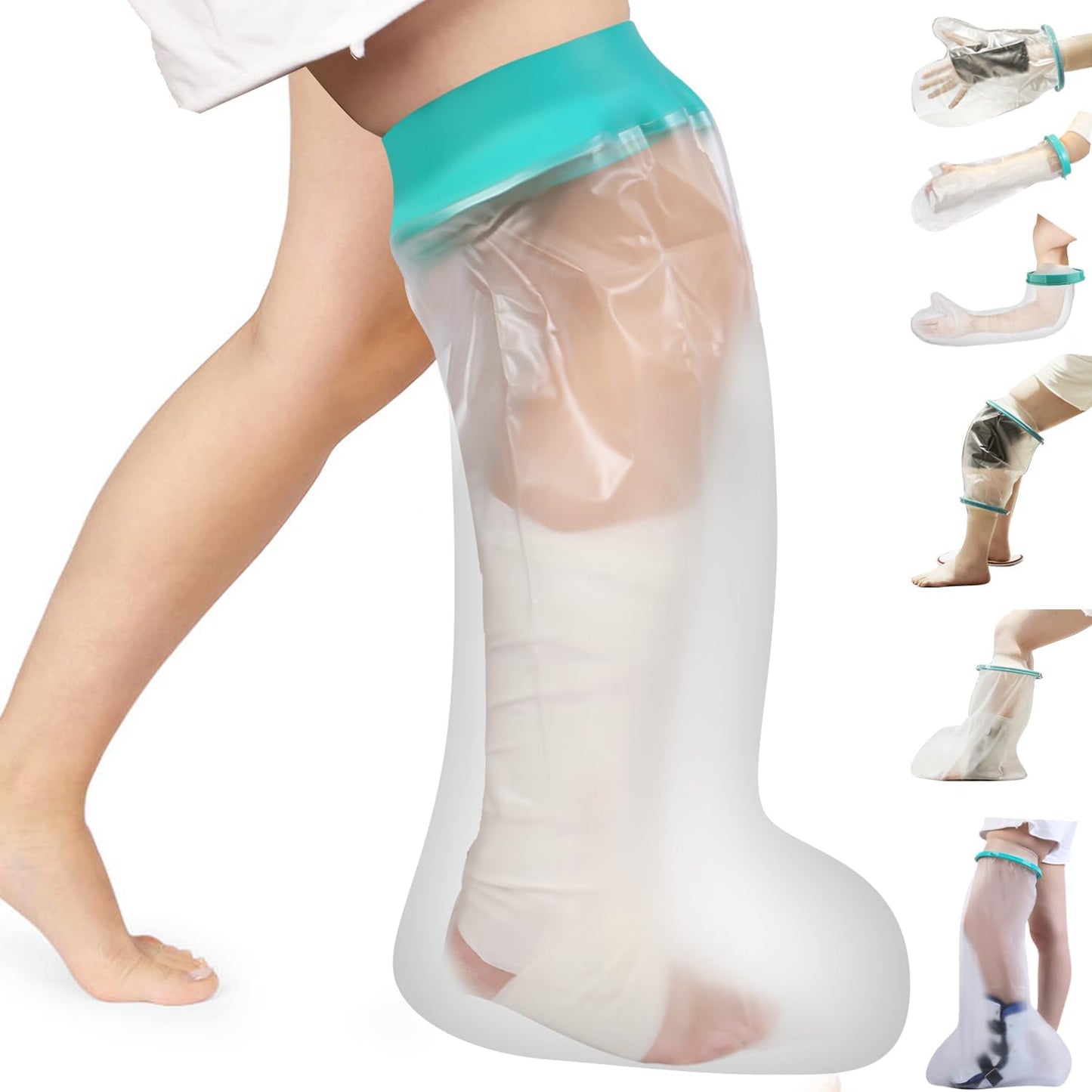 CIVJET Cast Covers for Shower Leg, Waterproof Cast Cover for Showering/Swimming, Cast Protector for Shower Leg Adult, Waterproof Shower Boots for Foot After Surgery, Knee, Ankle, Boot (Diameter-7.9")