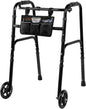 Deeptita Stepped Handrail Walker with 6-inch Bearings Wheels - Aluminum Foldable Walkers for Seniors, 8-Level Height Adjustable Walkers for Elderly, Lightweight Folding Walker with Small Bag, Silver