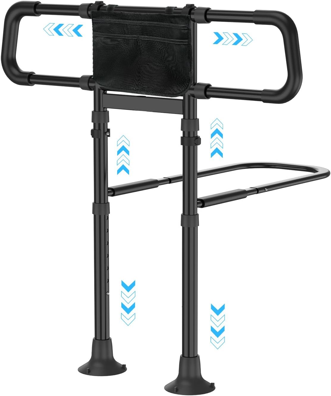 Bed Rails for Elderly Adults Safety, 2026 Upgraded & ASTM Compliant Adjustable Bed Cane with Ergonomic Non-Slip Handle, Storage Pocket, Motion Sensor Night Light,400 LB Support, Tool-Free Assembly