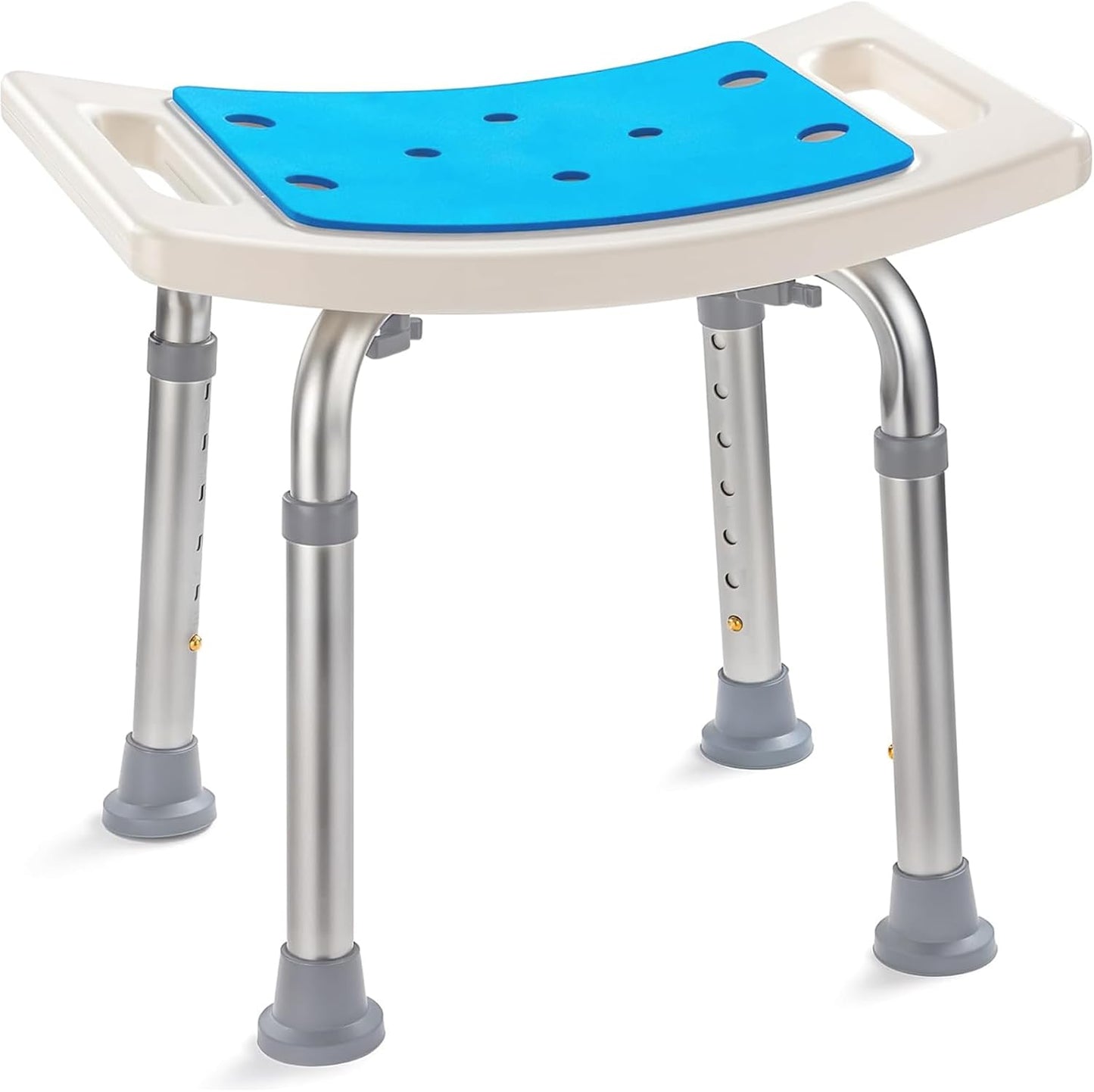 Deeptita - Adjustable Shower Chair for Seniors, Non-Slip Bathtub Shower Bench with Suction Cup Feet and Soft Cushion, Heavy-Duty Aluminum Supports 150 kg, for Seniors and Disabled Individuals