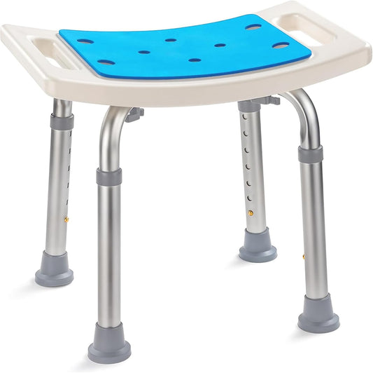 Deeptita-Silla para Baño Adulto Mayor Ajustable,Banco Regadera para Tina Antideslizante con Pies con Ventosa y Cojín Suave,Aluminio Resistente Puede Soportar 150 Kg,para Adulto Mayor y Discapacitadas