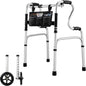 Deeptita Stepped Handrail Walker with 6-inch Bearings Wheels - Aluminum Foldable Walkers for Seniors, 8-Level Height Adjustable Walkers for Elderly, Lightweight Folding Walker with Small Bag, Silver
