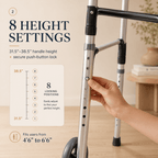 DeepTita Folding Front Wheel Walker, Home Travel, 5" Wheels, 350lb for modern home mobility, recovery, and everyday confidence