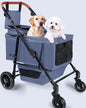 Dog Stroller for Large & Medium Dogs (20–132 lbs), Pet Stroller for 2 Small Dogs with Adjustable Handle & Canopy, Sun Shades, Storage Organizer, Foldable & Ventilated, Black